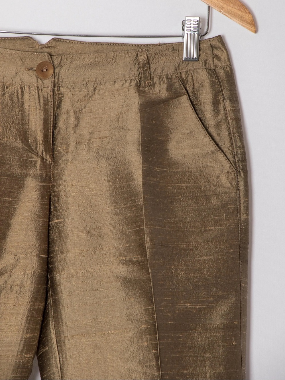 BASLER Black Label Tan Faux Silk Dupioni Straight Leg Trouser Pants Size 36 US 6 - Picture 4 of 8